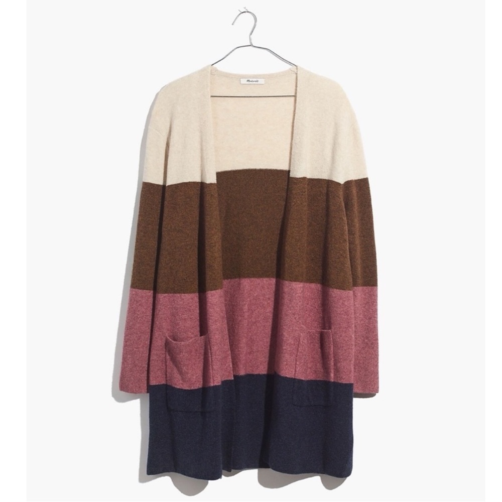 Madewell Kent Stripe Cardigan Sweater Coziest Yarn Colorblock Stripe Size XSmall